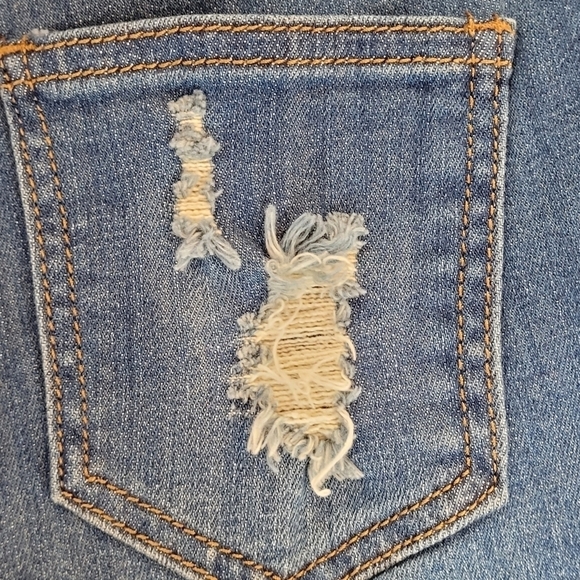 Harper Floral Embroidered Distressed Denim Mid-Rise Shorts - Size 29 - Picture 5 of 9